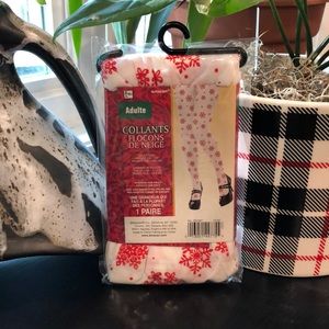 Holiday stockings with red snowflakes